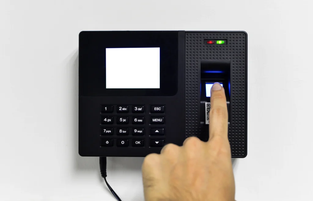 close up fingerprint reader